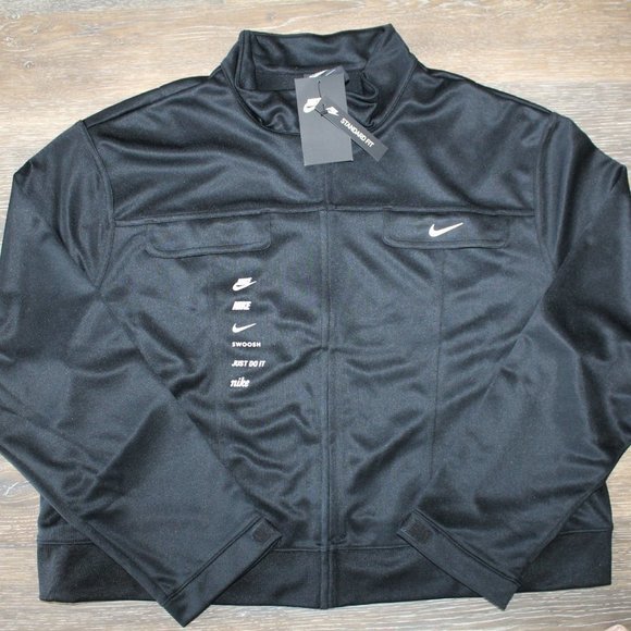 NIKE WOMEN'S PLUS SIZE BLACK LOGO TRACK JACKET - Picture 3 of 5